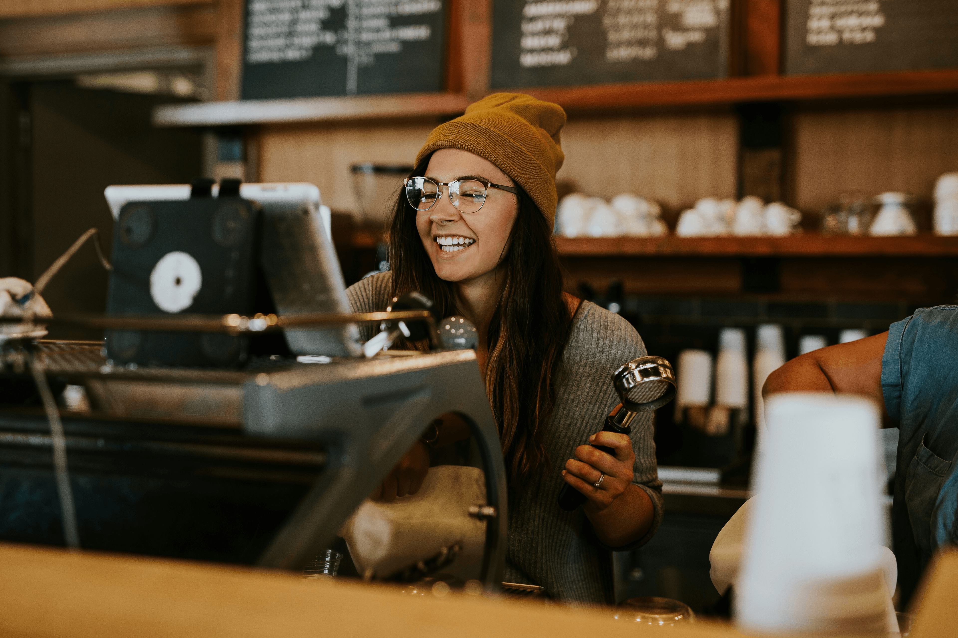 Barista working with equipment